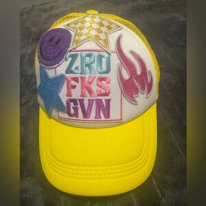 Yellow Cap with Colorful Patches💛💗💜🔥